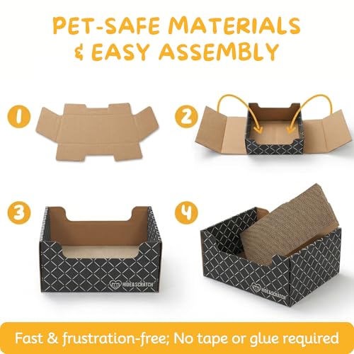 Cardboard Cat Scratcher Box & Bed Dark Grey Diamond Pad (Dark Grey Diamond)