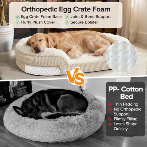 Fluffy Orthopedic Dog Bed for Extra Large Dogs (Cream / XXL (48"x 36"x 7.5"))