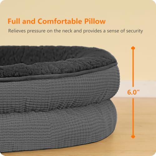 Orthopedic Waterproof Medium Dog Bed Sofa (Plush-Dark Grey / Medium(36 x 25.5 x 6 inch))