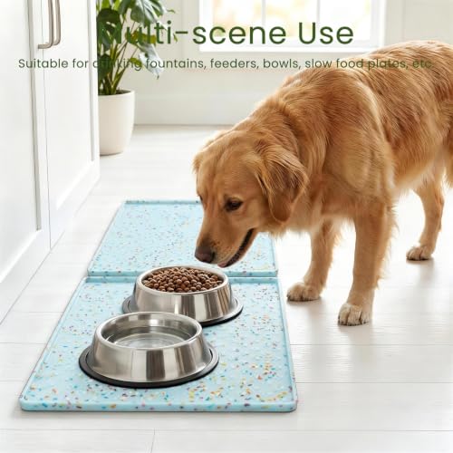 2 Pack Dog Food Mat Anti (18"L x 12"W - 2 Pack / Donut-Blue)