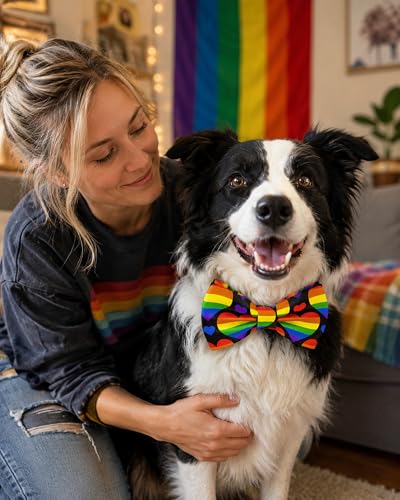 10 Pack Holiday Dog Bowties for Large Dogs Sliding on Collar (M/L)