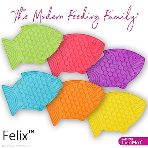 Felix, Fish-Shaped Cat Slow Feeders Lick Mat, Boredom Anxiety Reducer; Perfect for Food, Treats, Yogurt, or Peanut Butter. Fun Alternative to a Slow Feed Cat Bowl or Dish, Green (Green)
