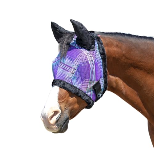 Horse Fly MASK with Fleece Ears and Forelock Hole (XL (Large Horse) / 2017 - Lavender Mint)