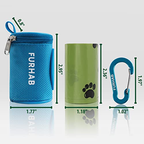 Dog Poop Bag Holder for Leash with Carabiner Clip Soft Fabric (Sky Blue)