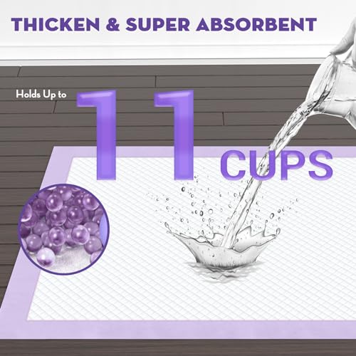 Puppy Pads with Adhesive Tabs Leak Proof Lavender Scent 36x36in 100Ct (Jumbo-36x36in(100Ct))