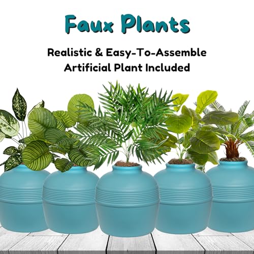 Original Hidden Litter Box Planter (Palm Plant / Base Kit / Coastal Blue)