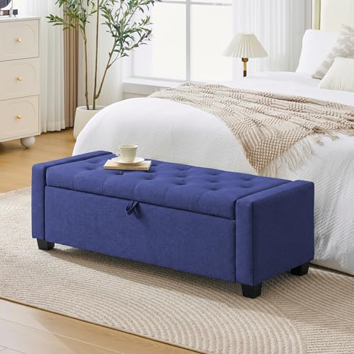 48" Ottoman with Storage (Blue / 19.7"D x 48"W x 16.9"H)