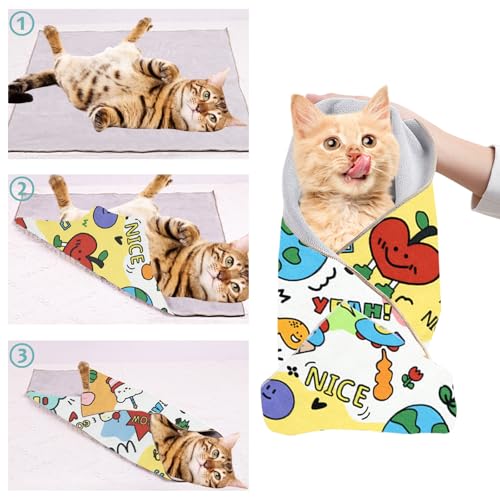 Cat Grooming Wrap (Pink+Yellow2 / M+L(2PCS))