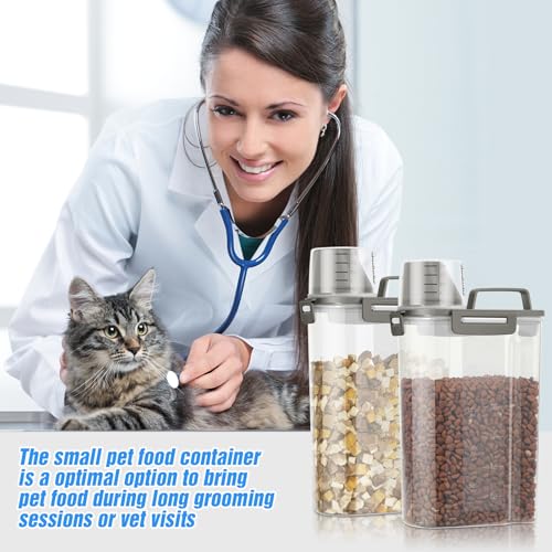 Small Dog Food Storage Container 3 Qt with Cat Food Can Cover and Mixing Spoon (Grey 3Qt)