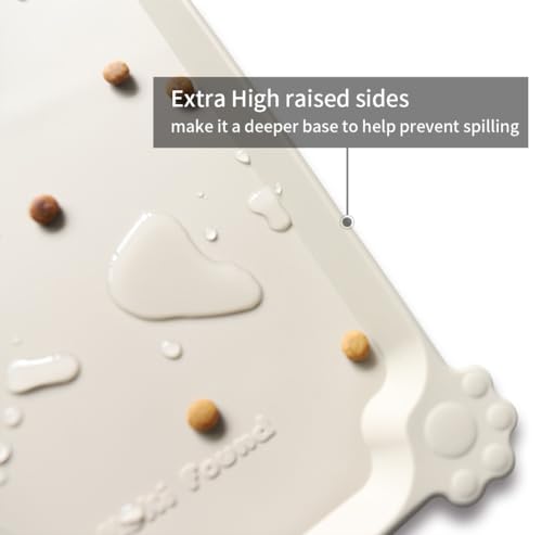 Silicone Pet Food Tray (19"L x 12"W / Cream Brown)