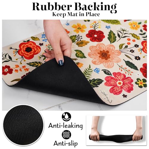 Dog Food Mats for Floors (Beige / 30"L x 17"W)