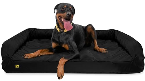 Tough Ripstop Bolster Orthopedic Dog Bed (X-Large (54" L x 38" W x 10" H) / Obsidian Black)