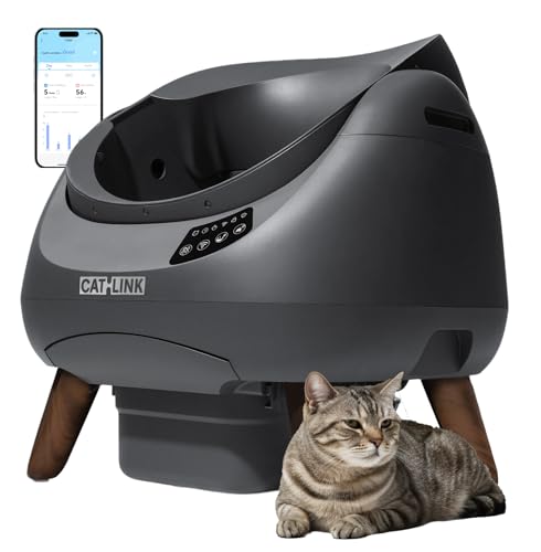 Self Cleaning Cat Litter Box Open (Grey / Large, Single-Cat)