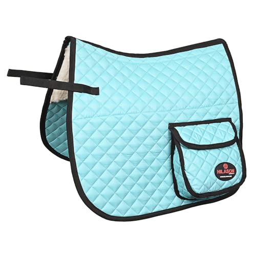 Western Horse Luxury Quilted Saddle Pads with Pockets (Turquoise)