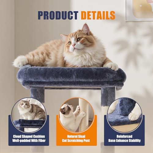 63 Inch Cat Tree Tower with Sisal Scratching Post (Dark Grey / 63 Inches)