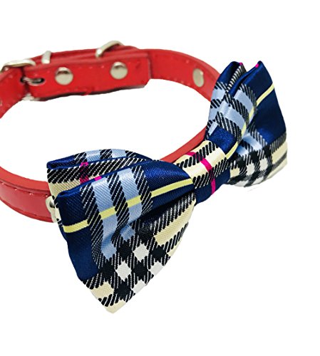 5 Pack Dog Bowties Plaid for Small Dogs Slide on Collar (S/M)