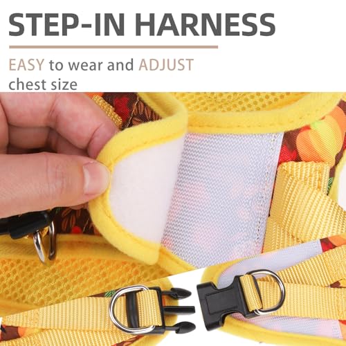 Dog Harness Collar and Leash Set No Pull for Small Medium Sized (Brown&Yellow (Fall) / M (CHEST 16"-18"))