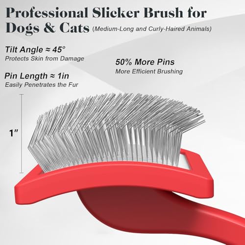 2PCS Slicker Brush for Dogs & Pet Comb