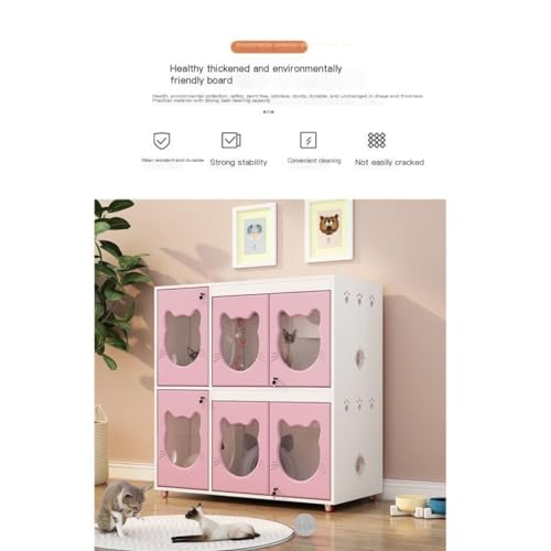 Cat House Solid Wood Cat Cage Luxury Villa Home Indoor Oversized Cattery Constant Temperature Cat Delivery Room Cage Cat Bed (120*60*178.4 / White)
