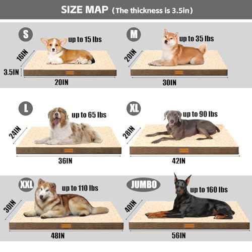 Orthopedic Large Dog Bed Washable Pet Crate Mat 42''X28'' Camel (Camel / 42"L x 28"W x 3.5"Th)