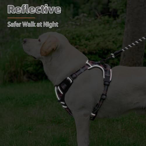 No Pull Dog Harness for Large (Black Plaid / X-Large)