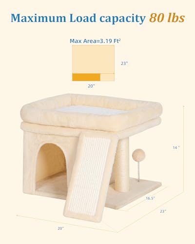 Small Cat Tree Tower for Large Cat (L—14''Beige)