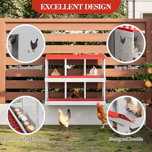 6 Hole Chicken Nesting Box with Roll Out Egg Tray