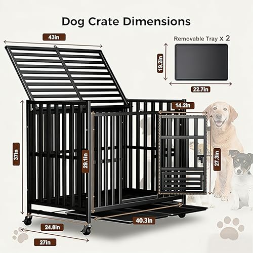 Heavy Duty Dog Crate (43.0"L x 27.0"W x 37.0"H)
