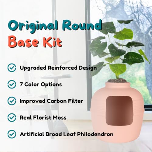 Original Hidden Litter Box Planter (Broad Leaf Philodendron / Base Kit / Blush Coral)