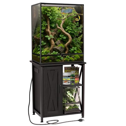 45 67 Gallon Reptile Tank Stand with Power Outlet (24x18"-46-67 Gallon / Black)