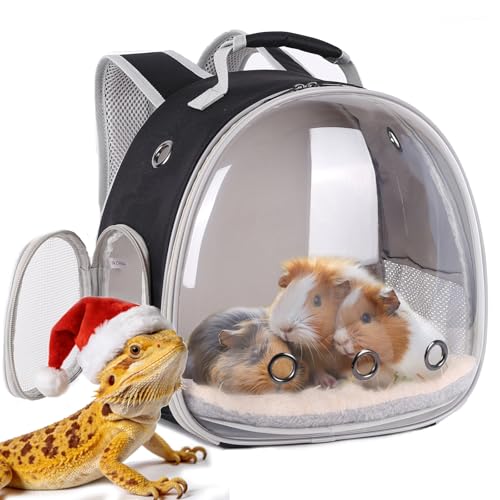 Portable Travel pet Backpack Carrier with Self Warming Pet Bed Set (Black)