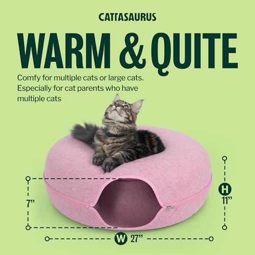 Peekaboo Cat Cave Donut for Multiple & Large Cats up to 30 (Pink / Jumbo)
