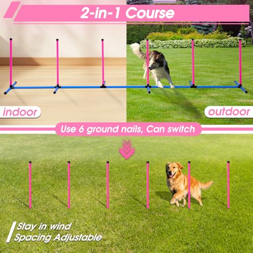 Dog Agility Course Backyard Set (Pink-15 PCS SET)