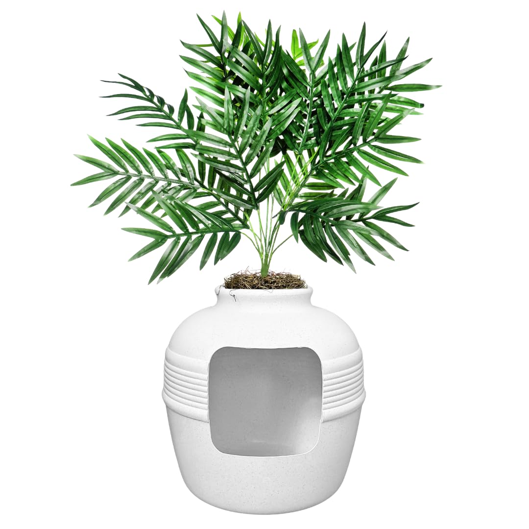 Original Hidden Litter Box Planter (Palm Plant / Base Kit / Soft White)