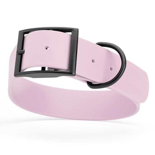 Biothane Waterproof Dog Collar Strong Coated Nylon Webbing with Black Hardware Odor (W1.5" x L20"-24" / Pastel Purple)