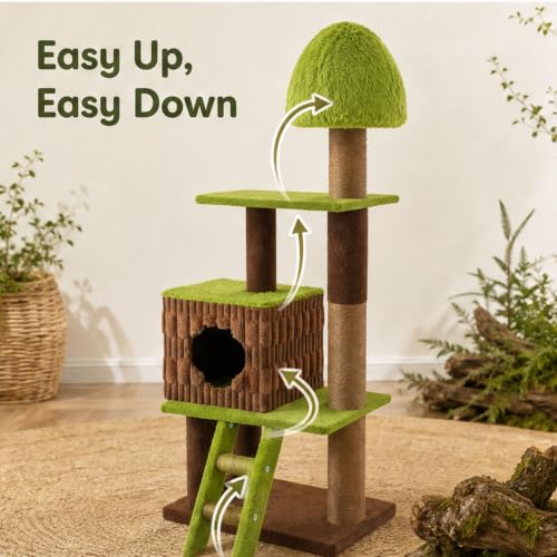 69" Heavy‑Duty Forest Cat Tree for Large Indoor Cats (Green / 69 inches)