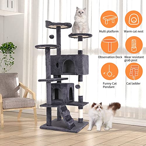 54" Cat Tree Tower (54in / Ashy)
