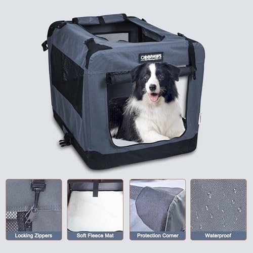 3 Door Soft Dog Crates Kennel (2-Grey)