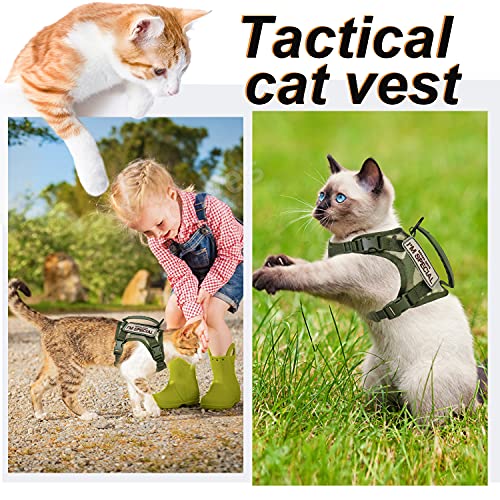 Tactical Cat Harness for Walking Escape Proof (Large / green-camo)