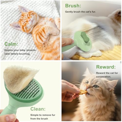 Cat Brush for Shedding (Green)