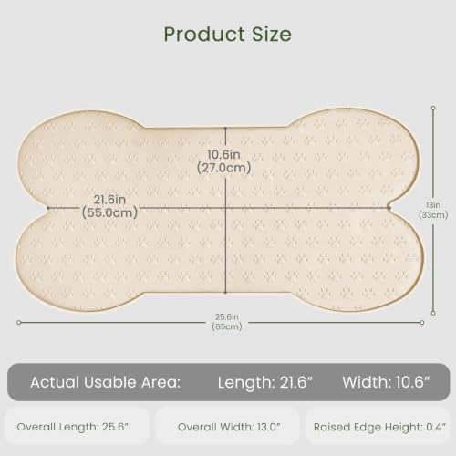 Dog Food Mat Anti (25.6" x 13"-2PCS / Beige)