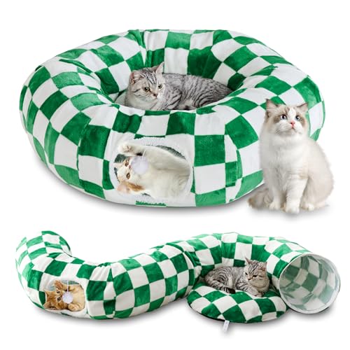 Cute Round Cat Tunnel for Indoor Cats (Green/White / Round)