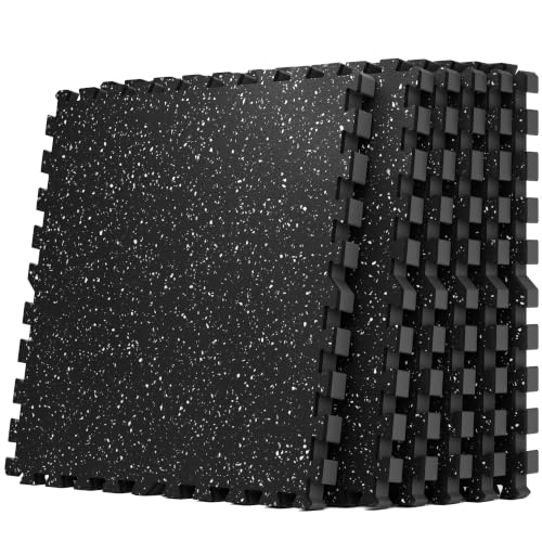 0.79" Thick Gym Flooring for Home Gym (Black/White / 24 Sq Ft (6 Tiles))