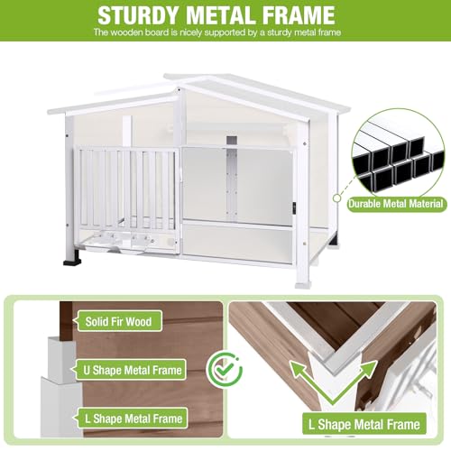 Large Insulated Dog House Outdoor Weatherproof Dog Kennel Shelter with Chew