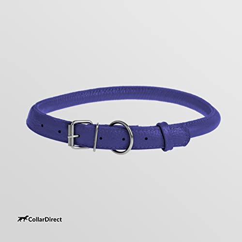 Tangle Free Rolled Leather Dog Collar (Purple / XL)