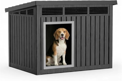 Dog House Outdoor & Indoor (Black / 32.2”L x 25.12”W x 24.13”H)