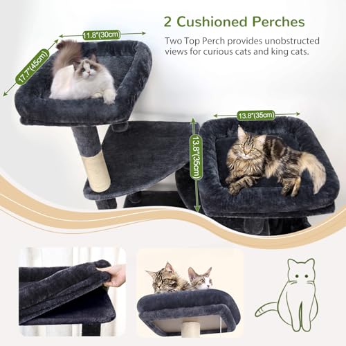 S74E Pro Heavy Duty Maine Coon Cat Tree for Large Cats (Dark Grey / 74 inch)