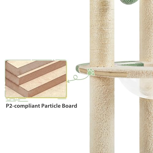 Cat Tree 35.5in Cat Tower for Indoor Cats (Army Green/Beige)