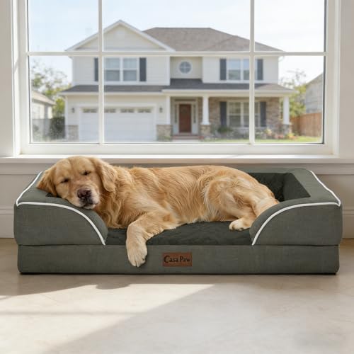 Orthopedic Dog Bed for Extra Large Dogs (Dark Green / 53.0"L x 42.0"W x 8.5"Th)