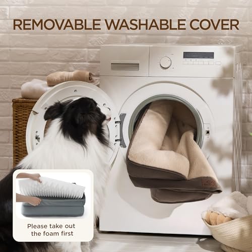 Self Warming Orthopedic Dog Bed Medium Size Dogs Washable Original (Self Warming-Brown / 28"l X 23"w X 6.5"th)